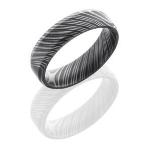 Lashbrook D6B Acid Damascus Steel Wedding Ring or Band