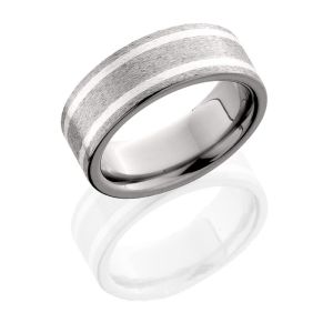 Lashbrook 8F21W/SS STONE Titanium Wedding Ring or Band