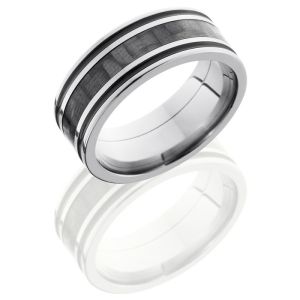 Lashbrook C8F1321A-CF Polish Titanium Carbon Fiber Wedding Ring or Band