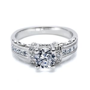 Tacori Platinum Hand Engraved Engagement Ring HT2196
