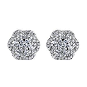 Gabriel Fashion 14 Karat Clustered Diamonds Stud Earrings EG11915W44JJ