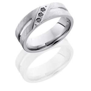 Lashbrook CC7F11.5BLKDIA3X.04ANG Polish-Angle Satin Cobalt Chrome Wedding Ring or Band
