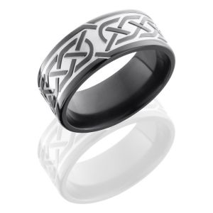 Lashbrook Z9F-Celtic5 Bead-Polish Zirconium Wedding Ring or Band