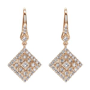 Gabriel Fashion 14 Karat Clustered Diamonds Drop Earrings EG11945K45JJ