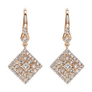Gabriel Fashion 14 Karat Clustered Diamonds Drop Earrings EG11945K45JJ