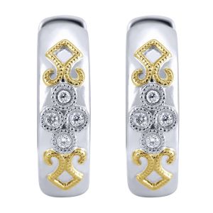 Gabriel Fashion Silver / 18 Karat Two-Tone Huggies Huggie Earrings EG10971MY5JJ