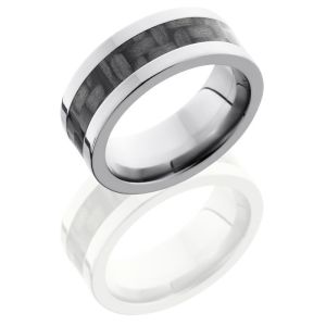 Lashbrook C8F14-CF Polish Titanium Carbon Fiber Wedding Ring or Band