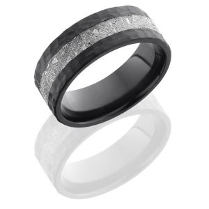 Lashbrook Z8F13-Meteorite Hammer Zirconium Meteorite Wedding Ring or Band