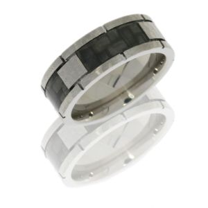 Lashbrook C8F4SEG/CF HAMMER Titanium Wedding Ring or Band