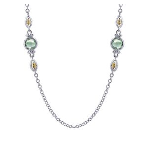 Gabriel Fashion Silver / 18 Karat Two-Tone Roaring 20's Diamond By The Yard Necklace NK2638-20MYJGA