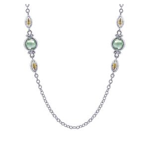 Gabriel Fashion Silver / 18 Karat Two-Tone Roaring 20's Diamond By The Yard Necklace NK2638-20MYJGA