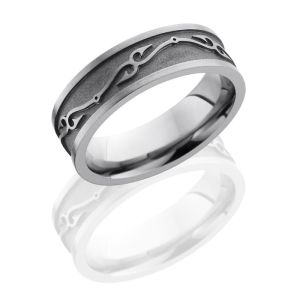 Lashbrook 7FFISHHOOKS1 Sand-Satin Titanium Wedding Ring or Band