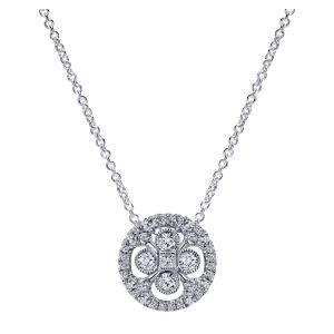 Gabriel Fashion 14 Karat Clustered Diamonds Necklace NK4958W44JJ