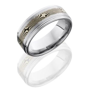 Lashbrook CC8FGE13-M14KWSH Satin-Polish Cobalt Chrome Mokume Gane Wedding Ring or Band