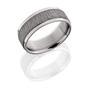 Lashbrook 8FGEW TREEBARK1 SAND-POLISH Titanium Wedding Ring or Band