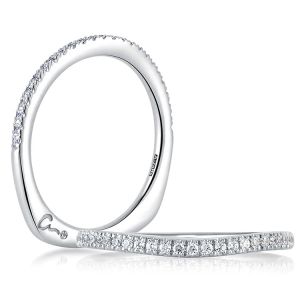 A.JAFFE Art Deco Collection Signature 14 Karat Diamond Wedding Ring MRS333 / 18