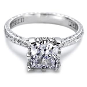 Tacori Hand Engraved Platinum Engagement Ring 2504PRE65