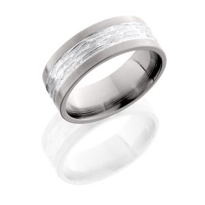 Lashbrook 8F14/SS TBH-CROSS BRUSH Titanium Wedding Ring or Band