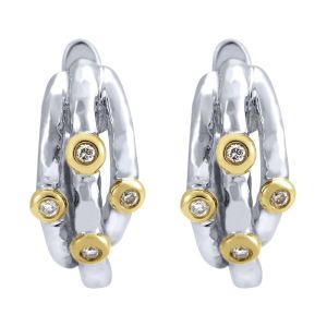 Gabriel Fashion Silver / 18 Karat Two-Tone Huggies Huggie Earrings EG11138MY5JJ
