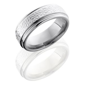 Lashbrook 8REFFLWR Polish Titanium Wedding Ring or Band