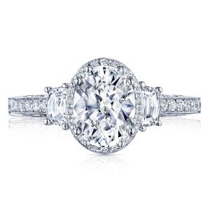 2663OV85X65 Platinum Tacori Dantela Engagement Ring