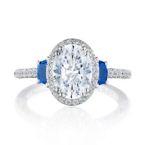 269217OV95X7BS Platinum Tacori Dantela 3 Stone Engagement Ring