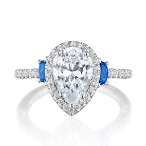 269217PS10X7BS Platinum Tacori Dantela 3 Stone Engagement Ring