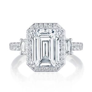 269322EC10X75 Platinum Tacori Dantela 3 Stone Engagement Ring