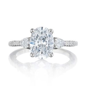 269417OV95X7 Platinum Tacori Dantela 3 Stone Engagement Ring