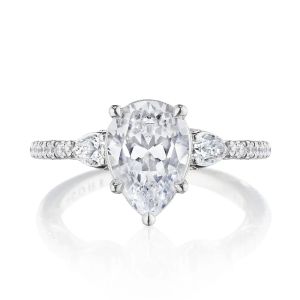 269417PS10X7 Platinum Tacori Dantela 3 Stone Engagement Ring