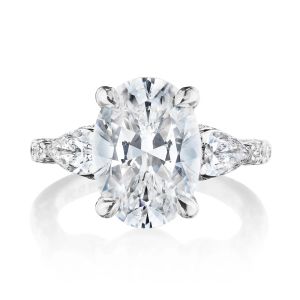 269522OV125X9 Platinum Tacori Dantela 3 Stone Engagement Ring