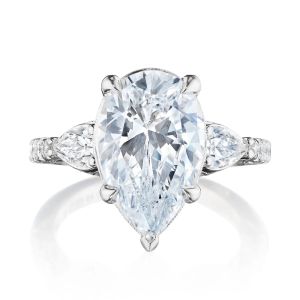 269522PS14X9 Platinum Tacori Dantela 3 Stone Engagement Ring