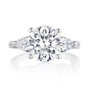 269522RD10 Platinum Tacori Dantela 3 Stone Engagement Ring