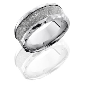 Lashbrook CCPF9B15(NS)-Meteorite Rock Polish Cobalt Chrome Meteorite Wedding Ring or Band