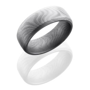 Lashbrook D8DBFLATTWIST Bead Damascus Steel Wedding Ring or Band