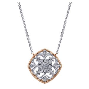 Gabriel Fashion 14 Karat Two-Tone Lace Necklace NK4761T45JJ