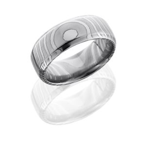 Lashbrook D8DBTIGER POLISH Damascus Steel Wedding Ring or Band