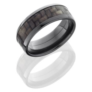 Lashbrook ZC8B15-CF Polish Zirconium Carbon Fiber Wedding Ring or Band