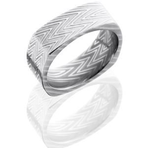 Lashbrook D8FSQZEBRA Polish Damascus Steel Wedding Ring or Band