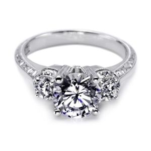 Tacori Hand Engraved 18 Karat Engagement Ring HT2339