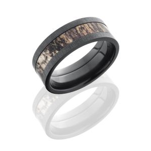 Lashbrook ZCAMO8F14-MOSSYOAK CROSS SATIN BLACK Camo Wedding Ring or Band