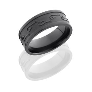 Lashbrook Z8FFISHHOOKS2 BEAD-POLISH Zirconium Wedding Ring or Band