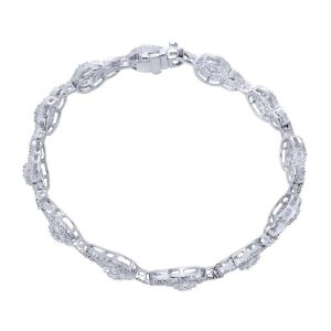 Gabriel Fashion 14 Karat Clustered Diamonds Tennis Bracelet TB2360W44JJ