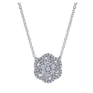 Gabriel Fashion 14 Karat Clustered Diamonds Necklace NK4952W44JJ