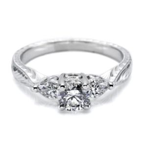 Tacori 18 Karat Hand Engraved Engagement Ring HT2206