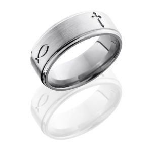 Lashbrook 8FGE2XF Satin-Polish Titanium Wedding Ring or Band