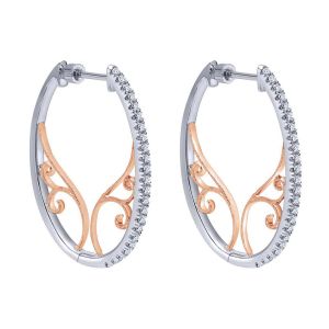 Gabriel Fashion 14 Karat Two-Tone Hoops Fancy Earrings EG12080T45JJ
