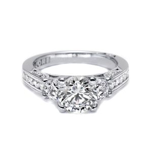 Tacori Platinum Three-Stone Diamond Engagement Ring 2636RD75