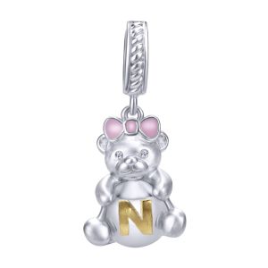 Gabriel Fashion Silver / 18 Karat Two-Tone Initial Charm Pendant PT9419N-EPMY5JJ