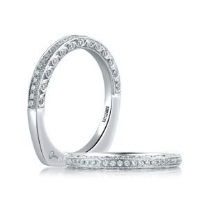 A.JAFFE Art Deco Collection Signature 14 Karat Diamond Wedding Ring MRS381 / 29